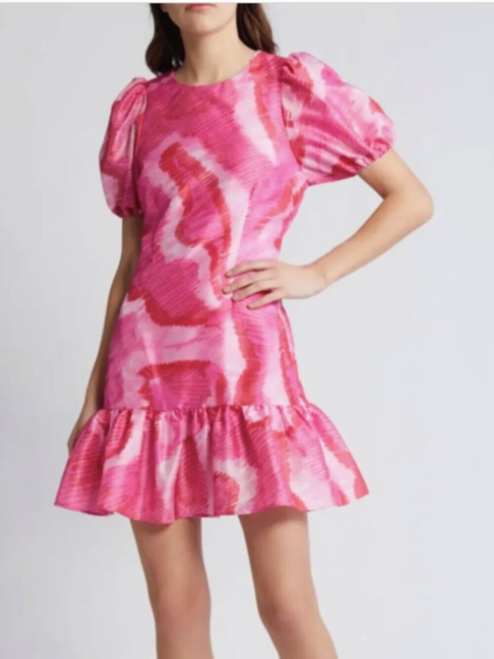 NWT Anthropologie Hutch Puff Sleeve Mini Dress Tie Dye Large
